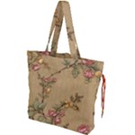 Flowers, Branches, Desenho, Edge, Leaves Drawstring Tote Bag