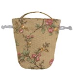 Flowers, Branches, Desenho, Edge, Leaves Drawstring Bucket Bag