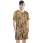 Flowers, Branches, Desenho, Edge, Leaves Men s Mesh T-Shirt and Shorts Set