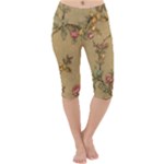 Flowers, Branches, Desenho, Edge, Leaves Lightweight Velour Cropped Yoga Leggings