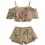 Flowers, Branches, Desenho, Edge, Leaves Kids  Off Shoulder Skirt Bikini