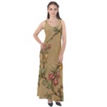 Flowers, Branches, Desenho, Edge, Leaves Sleeveless Velour Maxi Dress