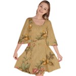 Flowers, Branches, Desenho, Edge, Leaves Velour Kimono Dress