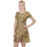 Flowers, Branches, Desenho, Edge, Leaves Cap Sleeve Velour Dress 