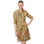 Flowers, Branches, Desenho, Edge, Leaves Long Sleeve Mini Shirt Dress