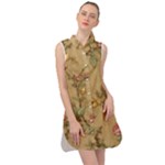 Flowers, Branches, Desenho, Edge, Leaves Sleeveless Shirt Dress