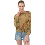 Flowers, Branches, Desenho, Edge, Leaves Banded Bottom Chiffon Top