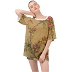 Flowers, Branches, Desenho, Edge, Leaves Oversized Chiffon Top