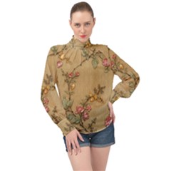 High Neck Long Sleeve Chiffon Top 