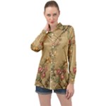 Flowers, Branches, Desenho, Edge, Leaves Long Sleeve Satin Shirt