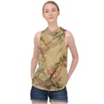 Flowers, Branches, Desenho, Edge, Leaves High Neck Satin Top