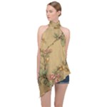 Flowers, Branches, Desenho, Edge, Leaves Halter Asymmetric Satin Top