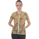 Flowers, Branches, Desenho, Edge, Leaves Short Sleeve Zip Up Jacket