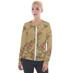 Flowers, Branches, Desenho, Edge, Leaves Velvet Zip Up Jacket