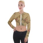 Flowers, Branches, Desenho, Edge, Leaves Long Sleeve Cropped Velvet Jacket