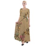 Flowers, Branches, Desenho, Edge, Leaves Half Sleeves Maxi Dress