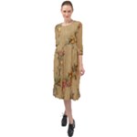 Flowers, Branches, Desenho, Edge, Leaves Ruffle End Midi Chiffon Dress