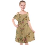 Flowers, Branches, Desenho, Edge, Leaves Kids  Cut Out Shoulders Chiffon Dress