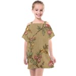 Flowers, Branches, Desenho, Edge, Leaves Kids  One Piece Chiffon Dress