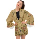 Flowers, Branches, Desenho, Edge, Leaves Long Sleeve Kimono