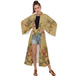 Flowers, Branches, Desenho, Edge, Leaves Maxi Kimono