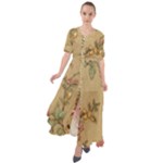 Flowers, Branches, Desenho, Edge, Leaves Waist Tie Boho Maxi Dress