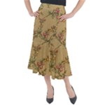 Flowers, Branches, Desenho, Edge, Leaves Midi Mermaid Skirt