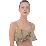 Flowers, Branches, Desenho, Edge, Leaves Frill Bikini Top