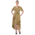 Flowers, Branches, Desenho, Edge, Leaves Front Wrap High Low Dress