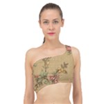 Flowers, Branches, Desenho, Edge, Leaves Spliced Up Bikini Top 