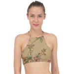 Flowers, Branches, Desenho, Edge, Leaves Halter Bikini Top