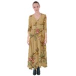 Flowers, Branches, Desenho, Edge, Leaves Button Up Maxi Dress