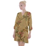 Flowers, Branches, Desenho, Edge, Leaves Open Neck Shift Dress