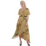 Flowers, Branches, Desenho, Edge, Leaves Cross Front Sharkbite Hem Maxi Dress