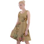 Flowers, Branches, Desenho, Edge, Leaves Knee Length Skater Dress