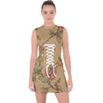 Flowers, Branches, Desenho, Edge, Leaves Lace Up Front Bodycon Dress