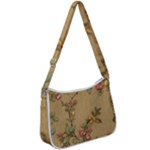 Flowers, Branches, Desenho, Edge, Leaves Zip Up Shoulder Bag