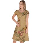 Flowers, Branches, Desenho, Edge, Leaves Classic Short Sleeve Dress