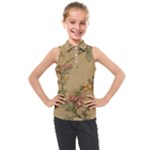 Flowers, Branches, Desenho, Edge, Leaves Kids  Sleeveless Polo T-Shirt