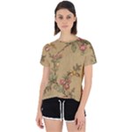 Flowers, Branches, Desenho, Edge, Leaves Open Back Sport T-Shirt