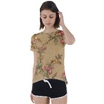 Flowers, Branches, Desenho, Edge, Leaves Short Sleeve Open Back T-Shirt