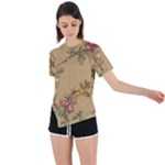 Flowers, Branches, Desenho, Edge, Leaves Asymmetrical Short Sleeve Sports T-Shirt