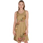 Flowers, Branches, Desenho, Edge, Leaves Knee Length Skater Dress With Pockets