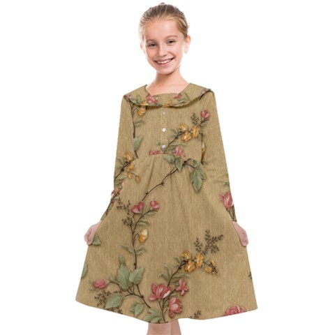 Flowers, Branches, Desenho, Edge, Leaves Kids  Midi Sailor Dress from ArtsNow.com