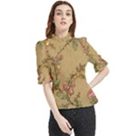 Flowers, Branches, Desenho, Edge, Leaves Frill Neck Blouse