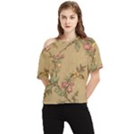 Flowers, Branches, Desenho, Edge, Leaves One Shoulder Cut Out T-Shirt