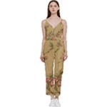 Flowers, Branches, Desenho, Edge, Leaves V-Neck Camisole Jumpsuit