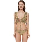 Flowers, Branches, Desenho, Edge, Leaves Low Cut Ruffle Edge Bikini Set