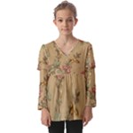 Flowers, Branches, Desenho, Edge, Leaves Kids  V Neck Casual Top