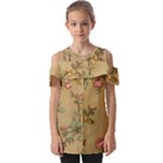 Flowers, Branches, Desenho, Edge, Leaves Fold Over Open Sleeve Top